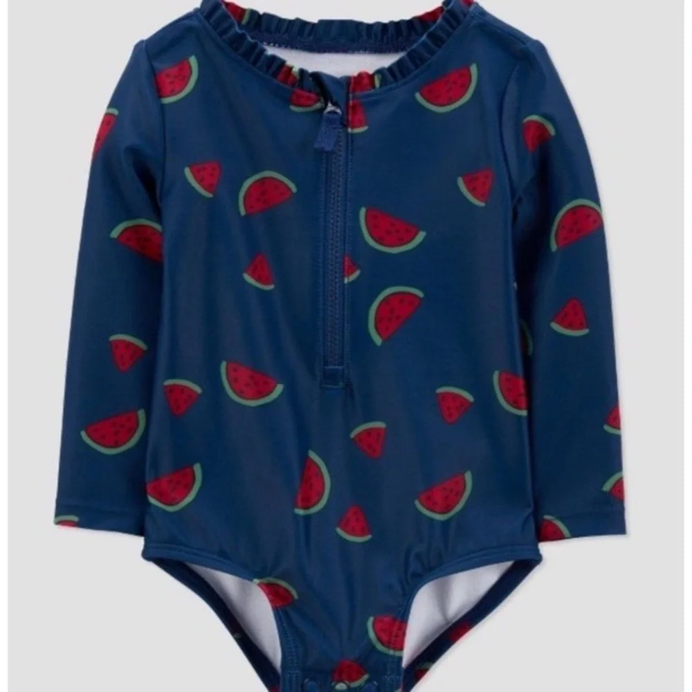 Carter's Baby Girl's UPF 50 Long Sleeve Bathing Suit - Watermelon Size 12 Months